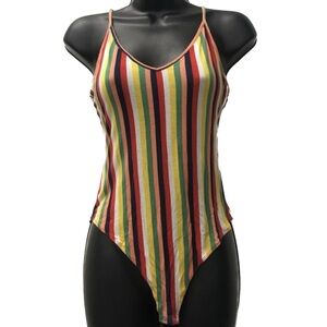 Colorful striped body suit